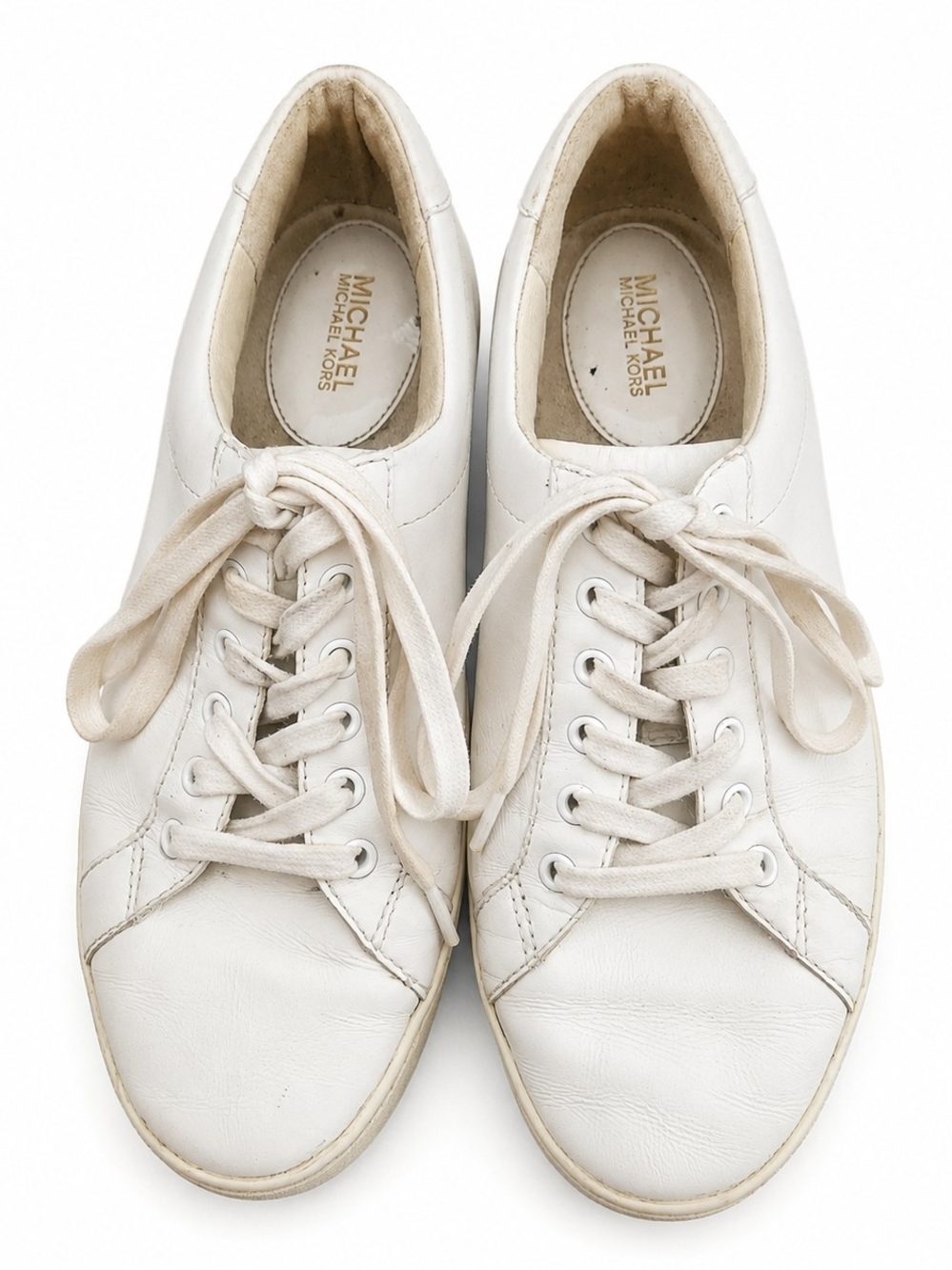 Michael Kors White Leather Platform Sneakers Size 8M